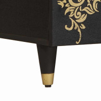 Produktbild för Kaffeebord Svart 100 x 54 x 40 cm Massivt mangoträ