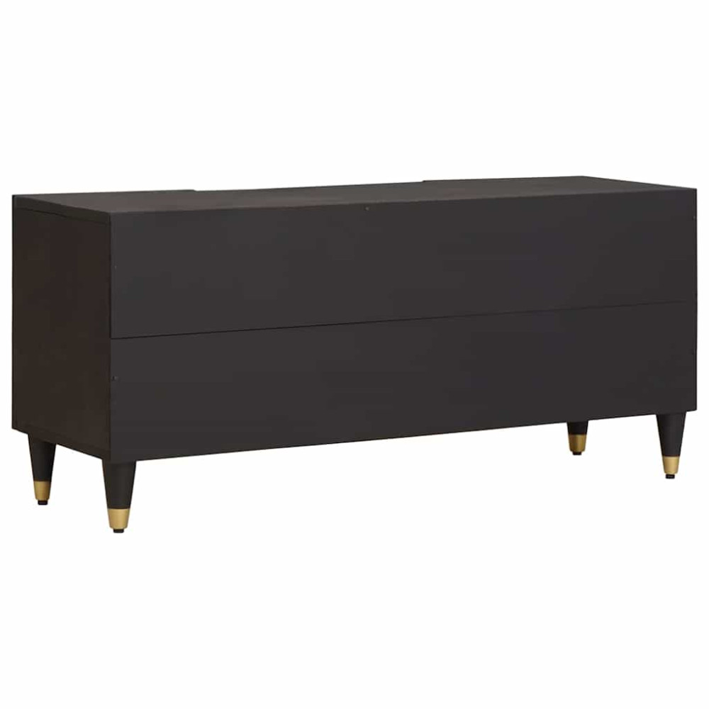 Produktbild för TV-skåp med låda Svart 105 x 33 x 46 cm Massivt mangoträ