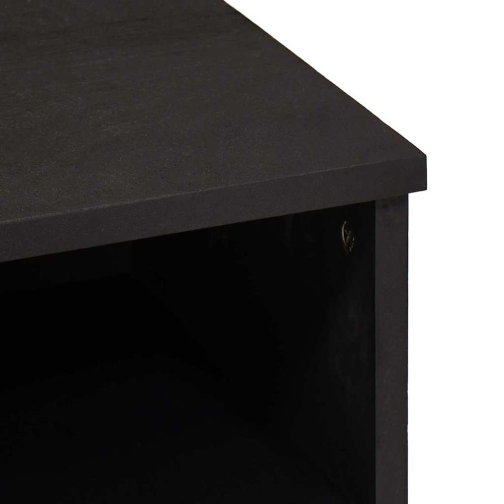 Produktbild för TV-skåp med låda Svart 100 x 33 x 46 cm Massivt mangoträ