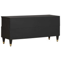 Produktbild för TV-skåp med låda Svart 100 x 33 x 46 cm Massivt mangoträ