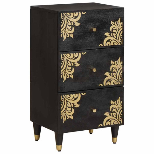 vidaXL Sideboard med låda Svart 40 x 33 x 75 cm Massivt mangoträ