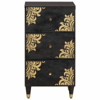 Produktbild för Sideboard med låda Svart 40 x 33 x 75 cm Massivt mangoträ