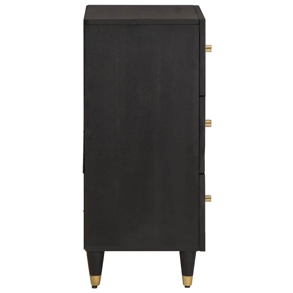 Produktbild för Sideboard med låda Svart 40 x 33 x 75 cm Massivt mangoträ