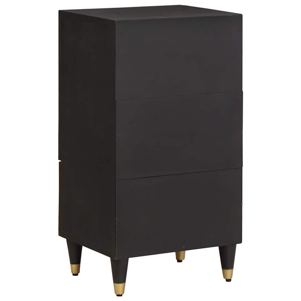 Produktbild för Sideboard med låda Svart 40 x 33 x 75 cm Massivt mangoträ