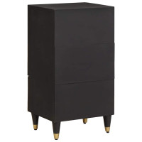 Produktbild för Sideboard med låda Svart 40 x 33 x 75 cm Massivt mangoträ