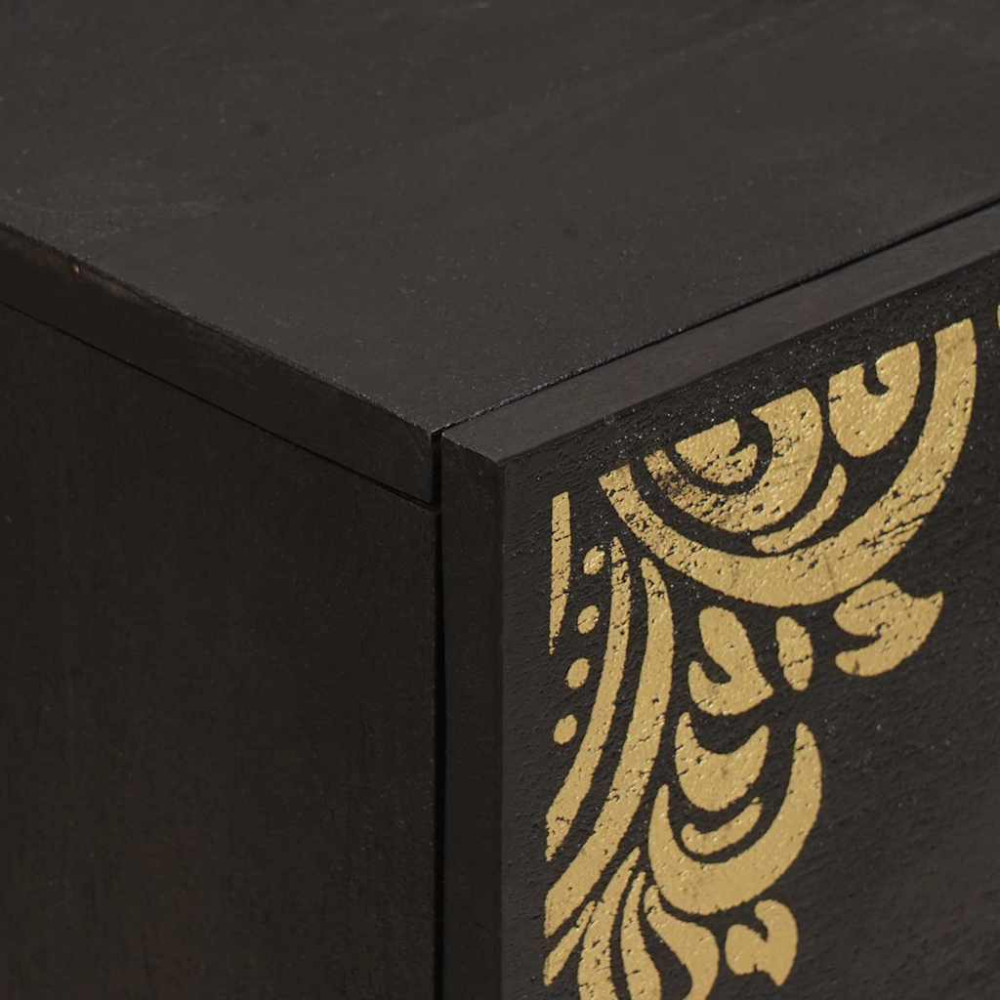 Produktbild för Sideboard med låda Svart 40 x 33 x 75 cm Massivt mangoträ