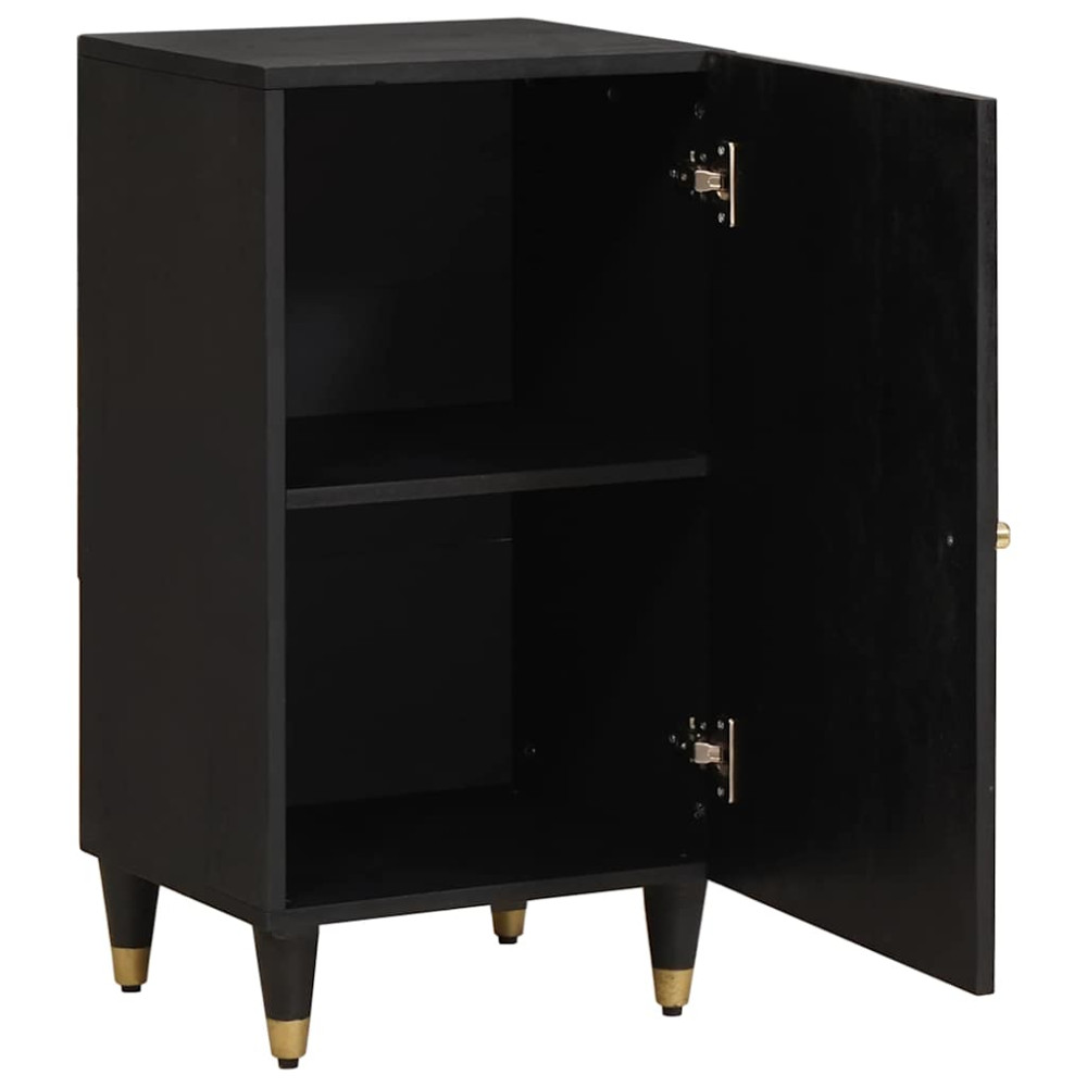Produktbild för Sideboard med hylla Svart 40 x 33 x 75 cm Massivt mangoträ