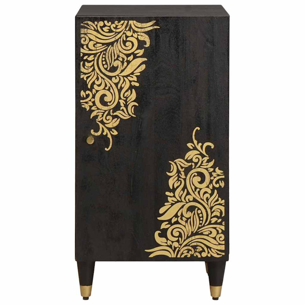 Produktbild för Sideboard med hylla Svart 40 x 33 x 75 cm Massivt mangoträ