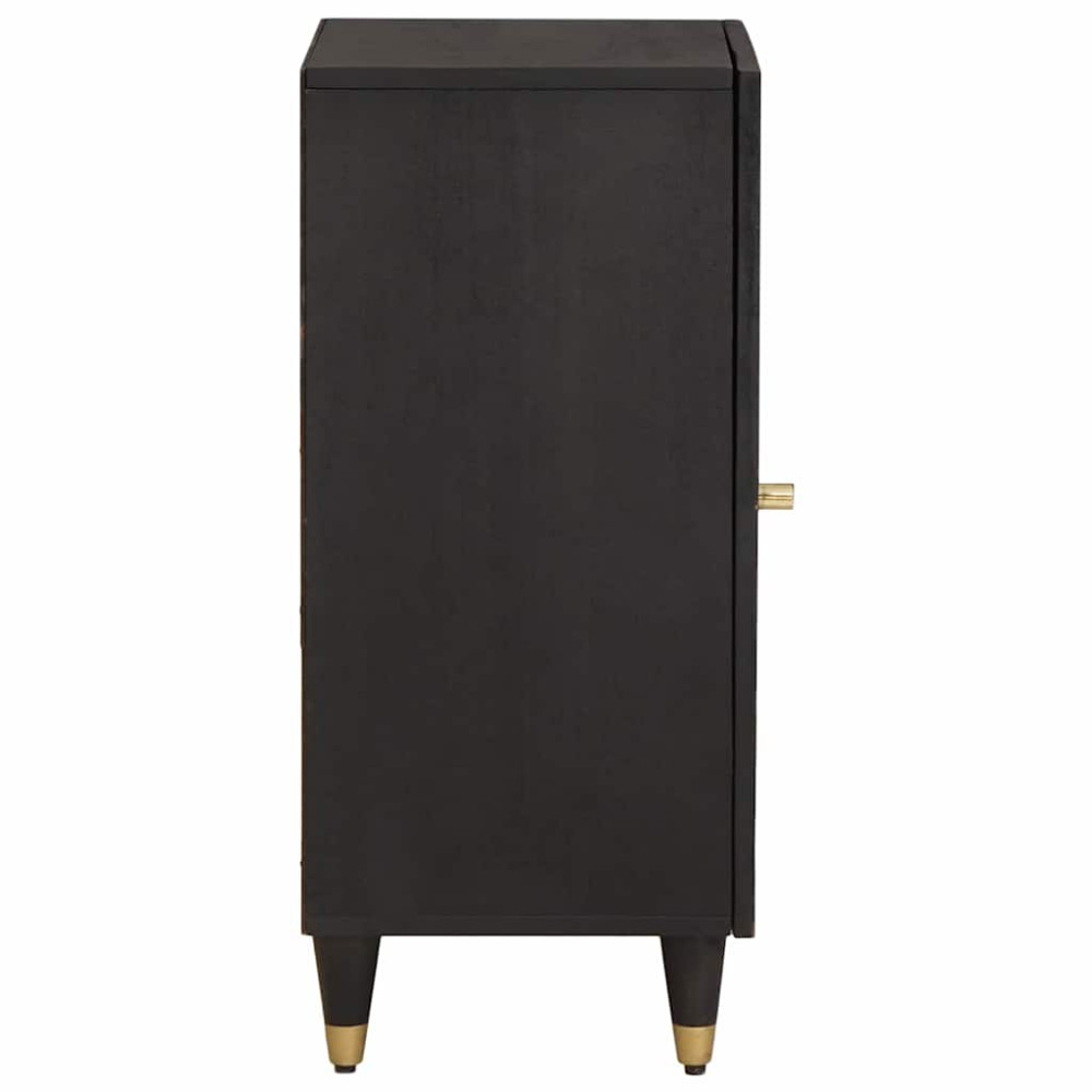 Produktbild för Sideboard med hylla Svart 40 x 33 x 75 cm Massivt mangoträ