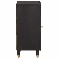 Produktbild för Sideboard med hylla Svart 40 x 33 x 75 cm Massivt mangoträ