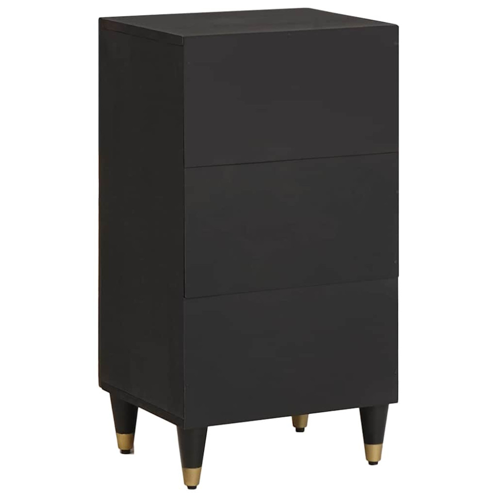 Produktbild för Sideboard med hylla Svart 40 x 33 x 75 cm Massivt mangoträ