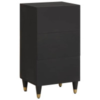 Produktbild för Sideboard med hylla Svart 40 x 33 x 75 cm Massivt mangoträ