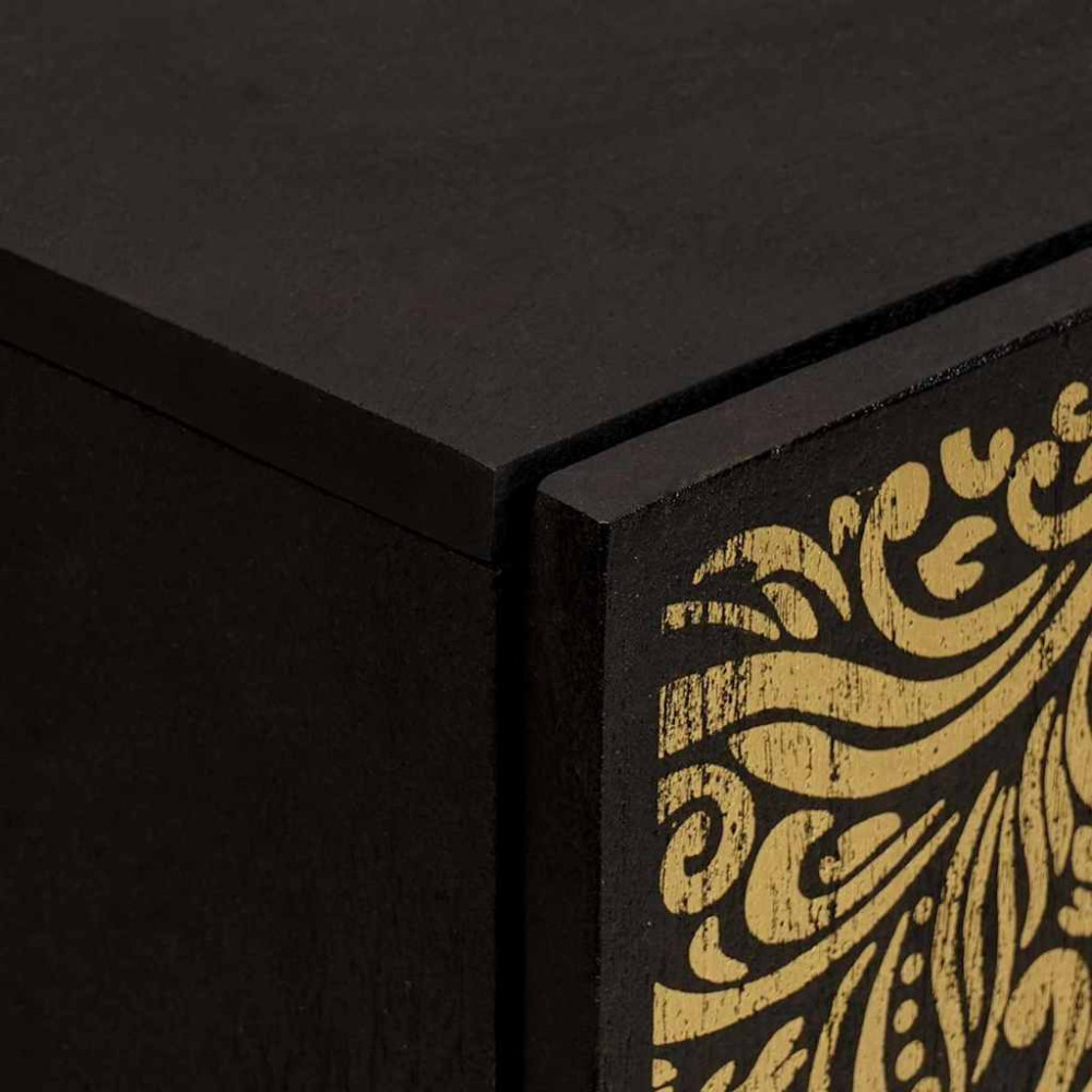 Produktbild för Sideboard med hylla Svart 40 x 33 x 75 cm Massivt mangoträ