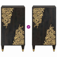 Produktbild för Sideboard med hylla Svart 40 x 33 x 75 cm Massivt mangoträ