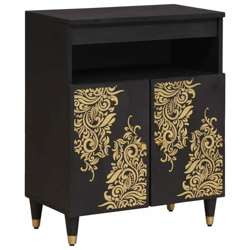 vidaXL Sideboard med hylla Svart 60 x 33 x 75 cm Massivt mangoträ