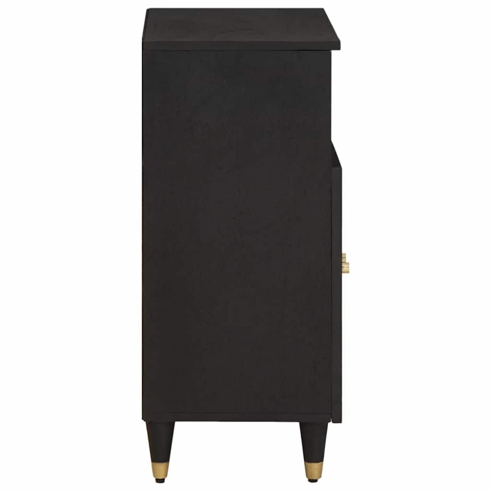 Produktbild för Sideboard med hylla Svart 60 x 33 x 75 cm Massivt mangoträ