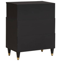 Produktbild för Sideboard med hylla Svart 60 x 33 x 75 cm Massivt mangoträ