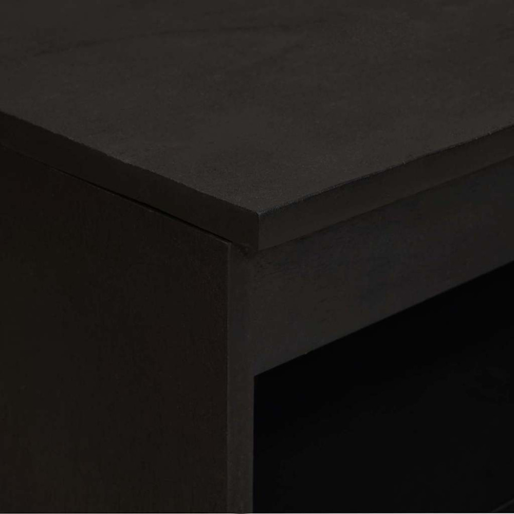 Produktbild för Sideboard med hylla Svart 60 x 33 x 75 cm Massivt mangoträ