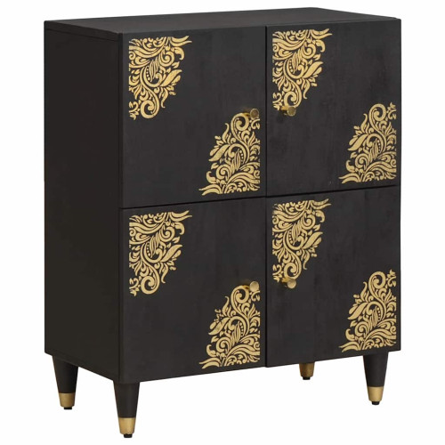 vidaXL Sideboard med hylla Svart 60 x 33 x 75 cm Massivt mangoträ