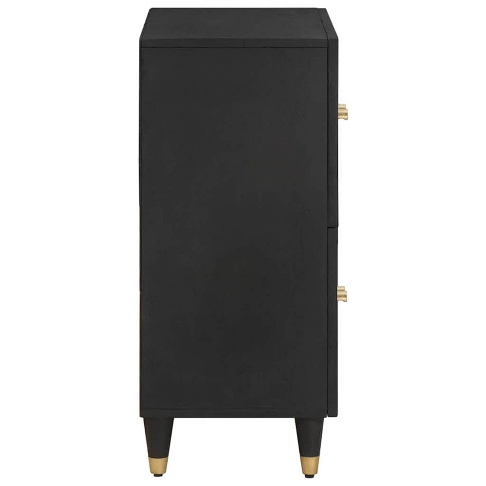 Produktbild för Sideboard med hylla Svart 60 x 33 x 75 cm Massivt mangoträ