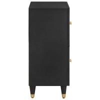 Produktbild för Sideboard med hylla Svart 60 x 33 x 75 cm Massivt mangoträ