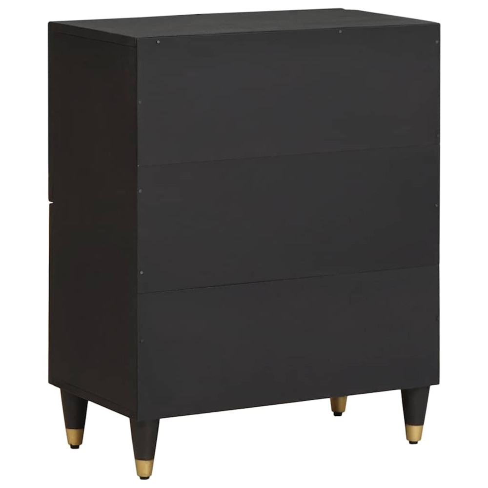 Produktbild för Sideboard med hylla Svart 60 x 33 x 75 cm Massivt mangoträ