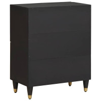 Produktbild för Sideboard med hylla Svart 60 x 33 x 75 cm Massivt mangoträ