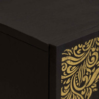 Produktbild för Sideboard med hylla Svart 60 x 33 x 75 cm Massivt mangoträ