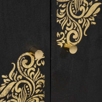 Produktbild för Sideboard med hylla Svart 60 x 33 x 75 cm Massivt mangoträ