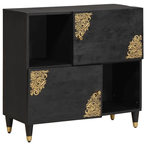 vidaXL Sideboard med hylla Svart 80 x 33 x 75 cm Massivt mangoträ
