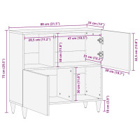 Produktbild för Sideboard med hylla Svart 80 x 33 x 75 cm Massivt mangoträ