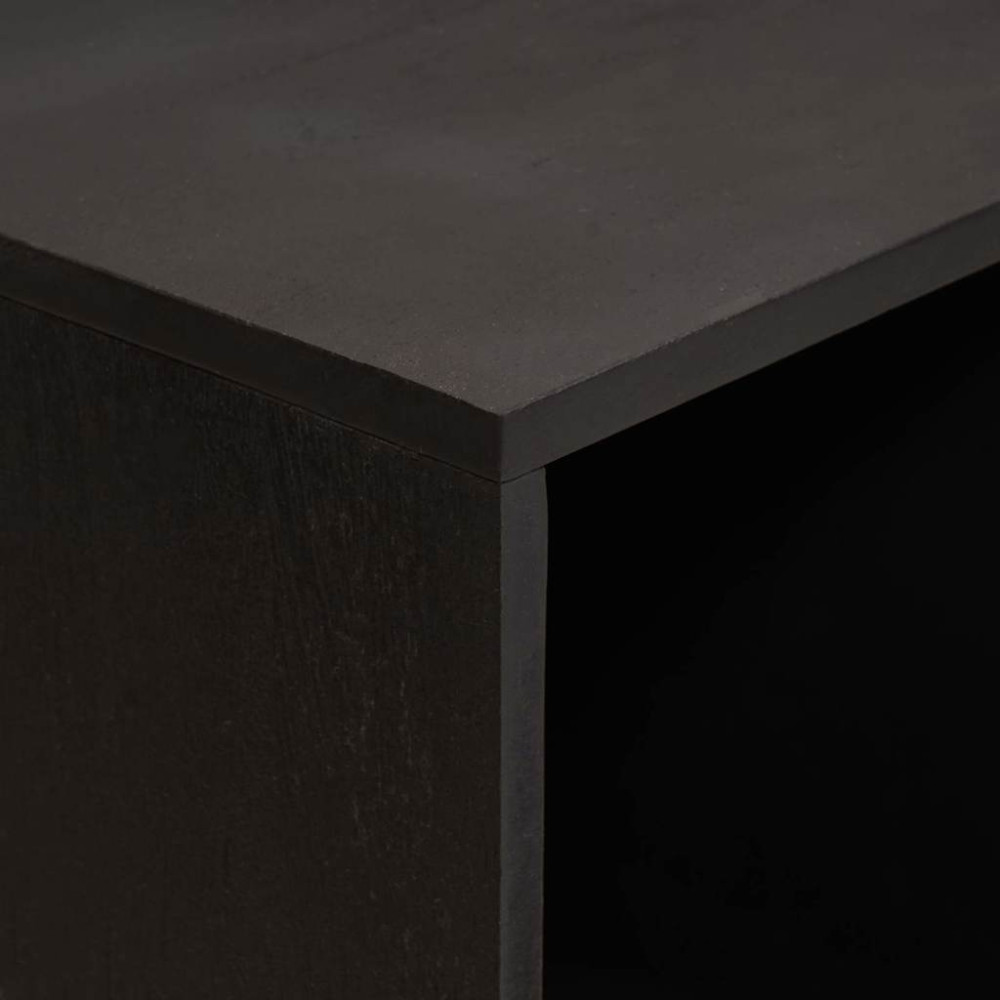 Produktbild för Sideboard med hylla Svart 80 x 33 x 75 cm Massivt mangoträ