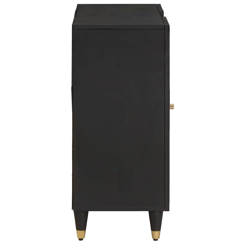 Produktbild för Sideboard med hylla Svart 90 x 33 x 75 cm Massivt mangoträ