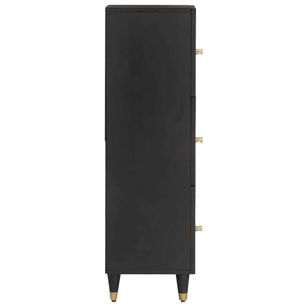 Produktbild för Skåp med hylla med dörr Svart 40 x 33 x 110 cm Massivt mangoträ