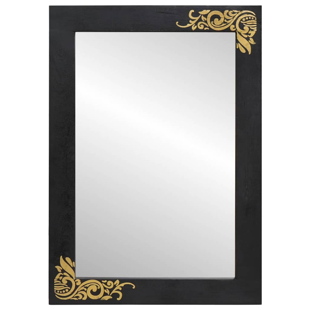 Produktbild för Badrumsspegel med spegel Svart och Silver 70 x 50 x 2,5 cm