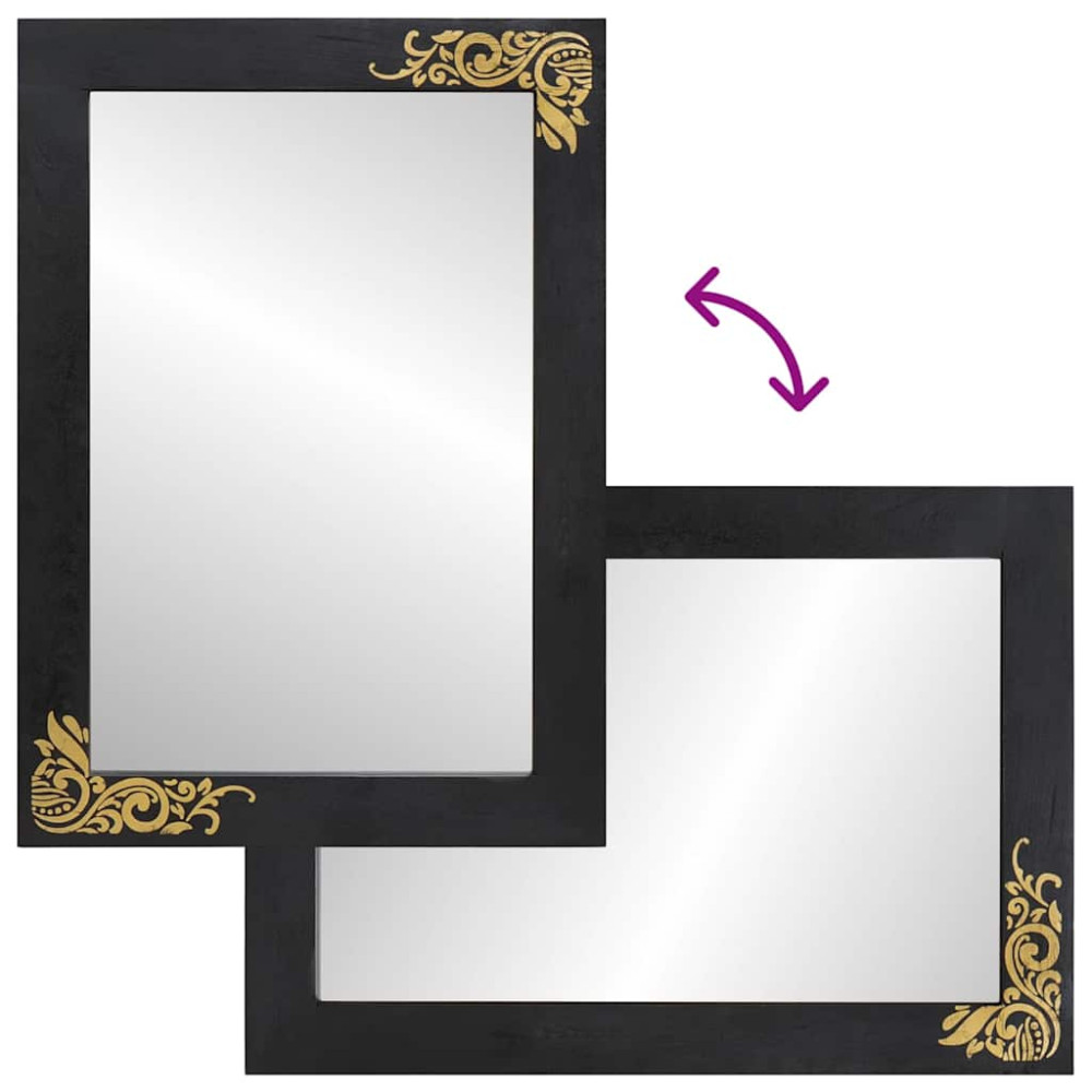 Produktbild för Badrumsspegel med spegel Svart och Silver 70 x 50 x 2,5 cm
