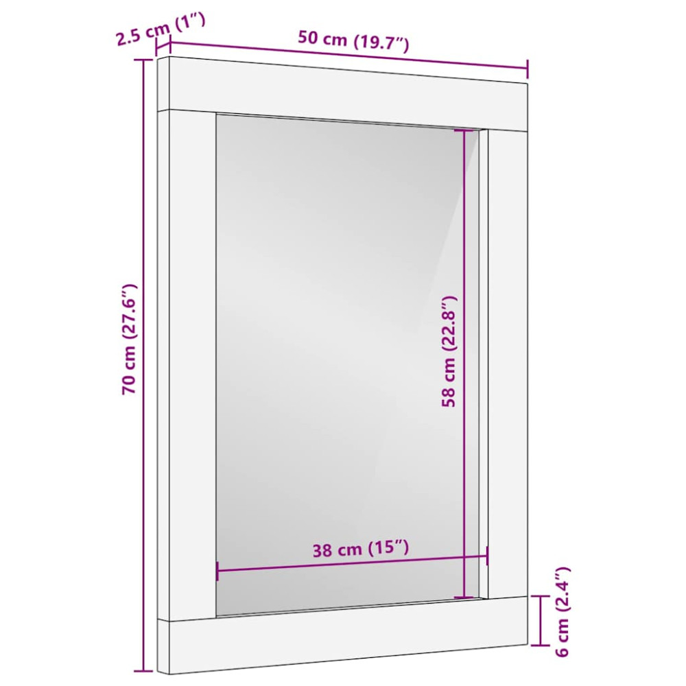 Produktbild för Badrumsspegel med spegel Svart och Silver 70 x 50 x 2,5 cm