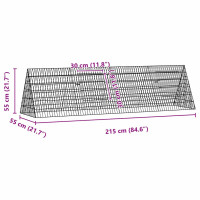 Produktbild för Kaninbur Silver 215 x 55 x 55 cm Galvaniserat Stål