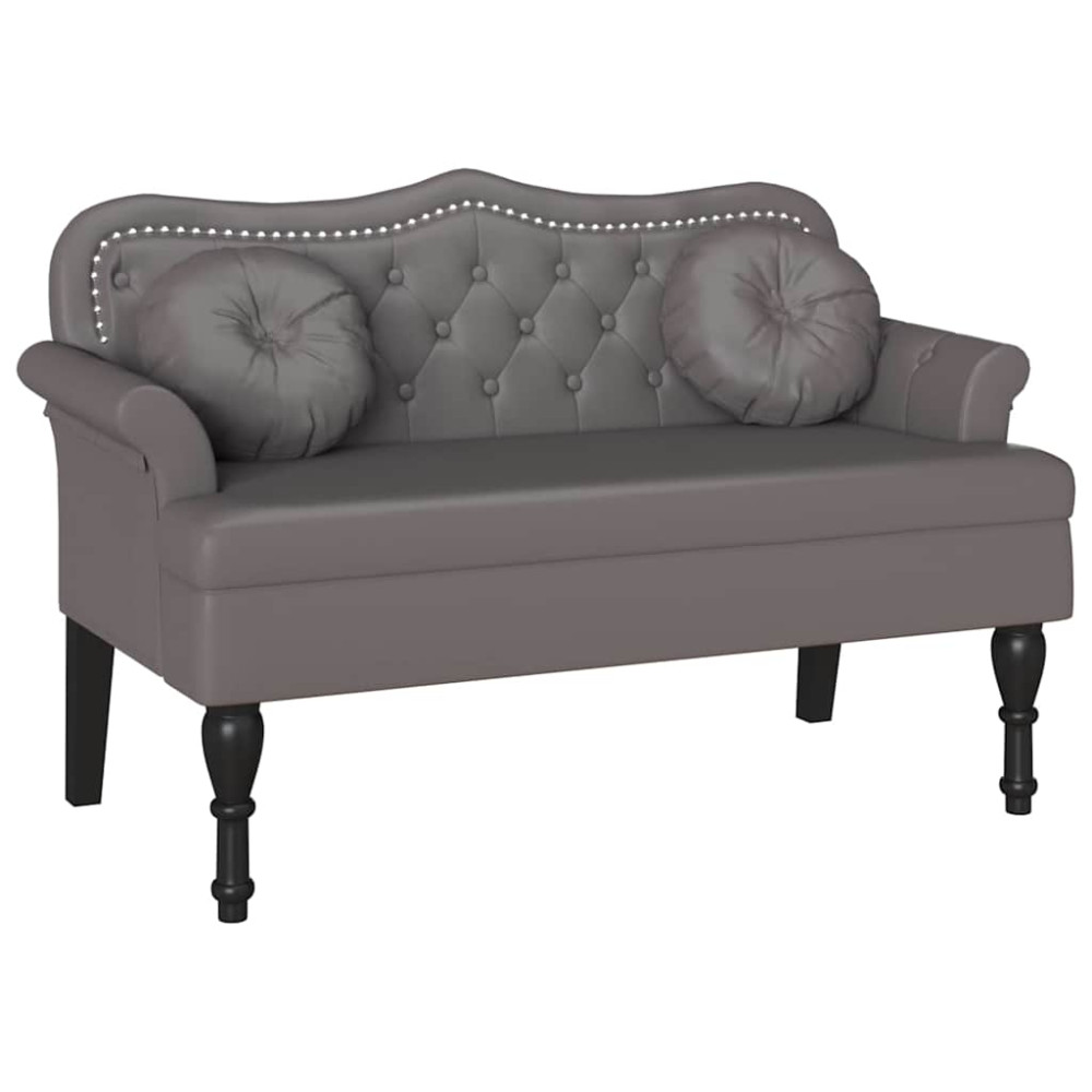 Produktbild för Chesterfield Bänk med kudde Grå 120,5 x 65 x 75 cm Konstläder