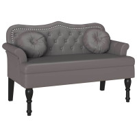 Produktbild för Chesterfield Bänk med kudde Grå 120,5 x 65 x 75 cm Konstläder