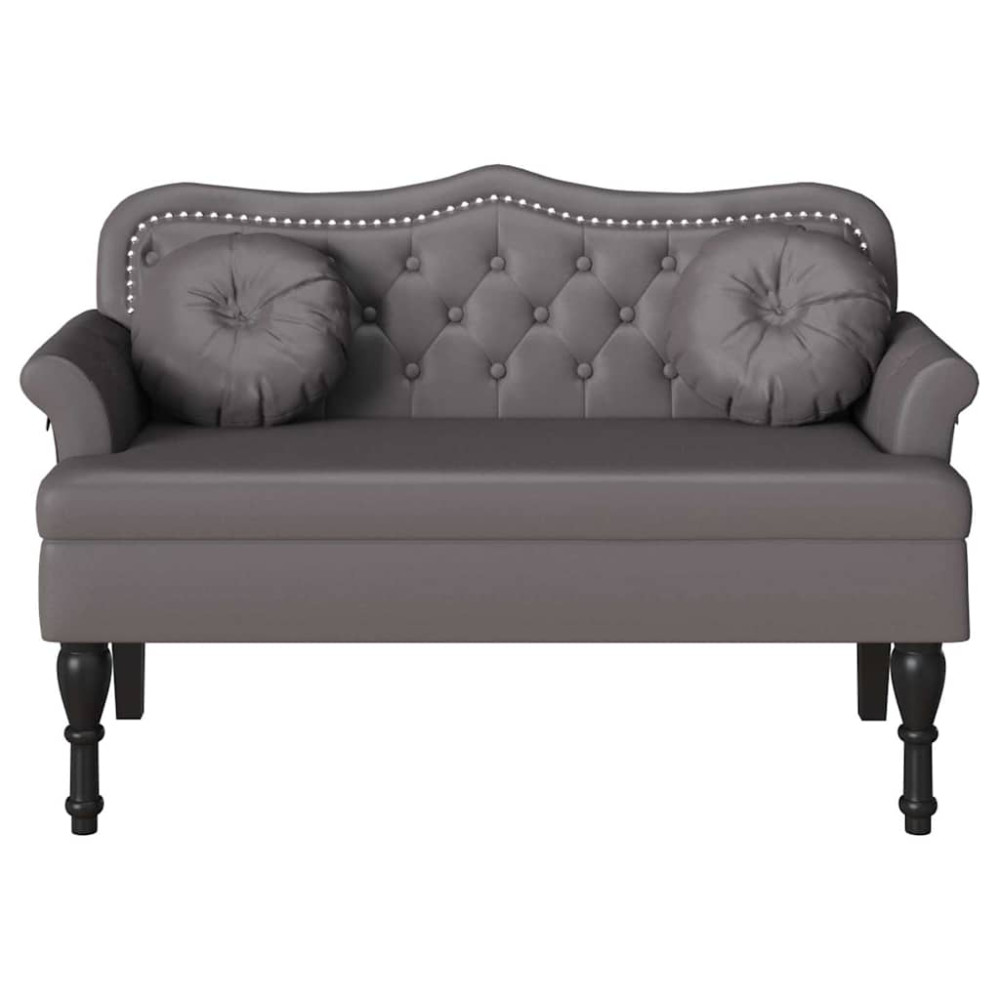 Produktbild för Chesterfield Bänk med kudde Grå 120,5 x 65 x 75 cm Konstläder