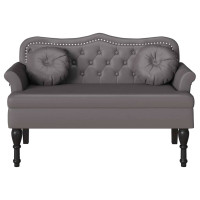 Produktbild för Chesterfield Bänk med kudde Grå 120,5 x 65 x 75 cm Konstläder