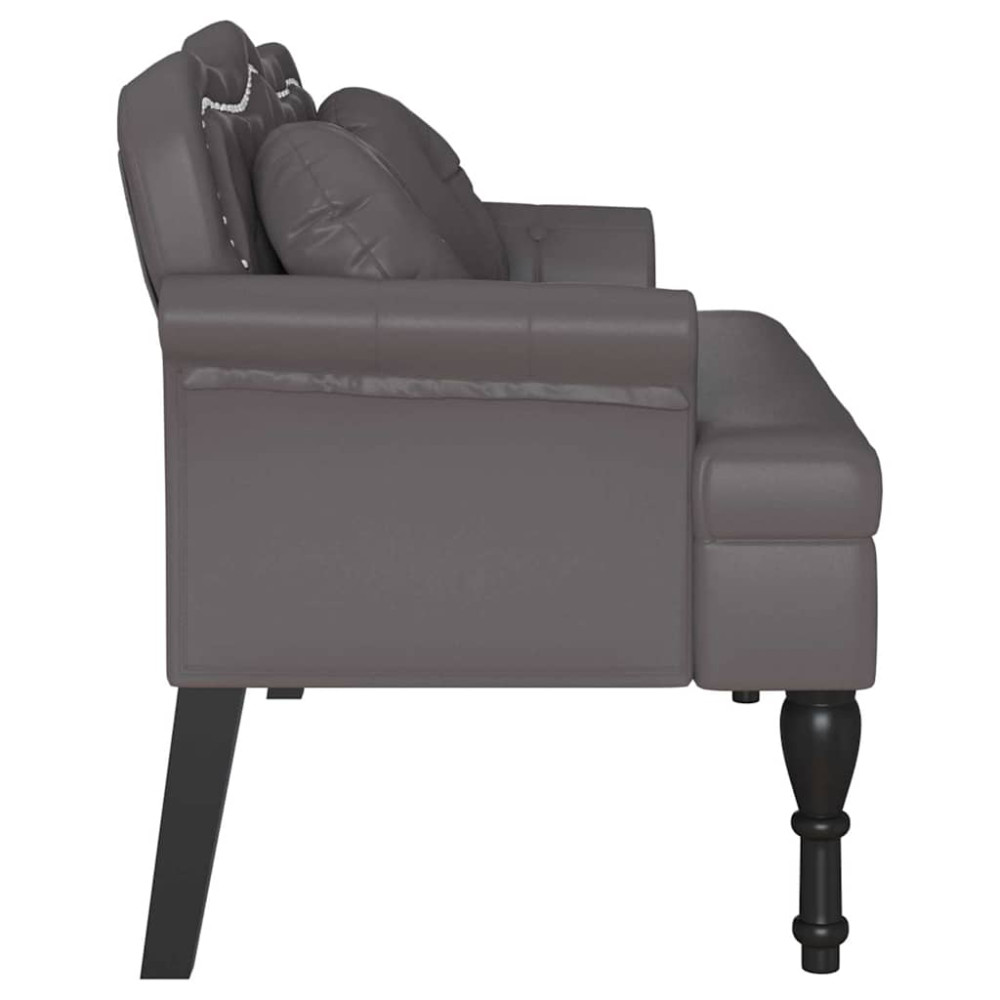 Produktbild för Chesterfield Bänk med kudde Grå 120,5 x 65 x 75 cm Konstläder