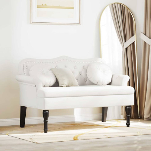 vidaXL Chesterfield Bänk med kudde Vit 120,5 x 65 x 75 cm Konstläder