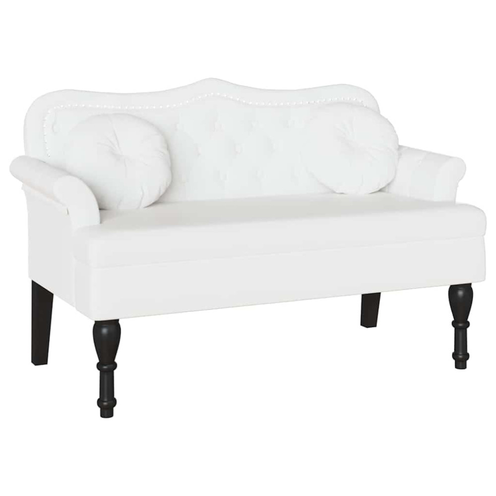 Produktbild för Chesterfield Bänk med kudde Vit 120,5 x 65 x 75 cm Konstläder