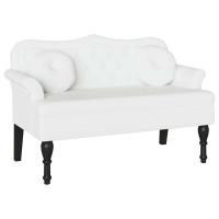 Produktbild för Chesterfield Bänk med kudde Vit 120,5 x 65 x 75 cm Konstläder