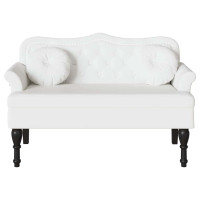Produktbild för Chesterfield Bänk med kudde Vit 120,5 x 65 x 75 cm Konstläder