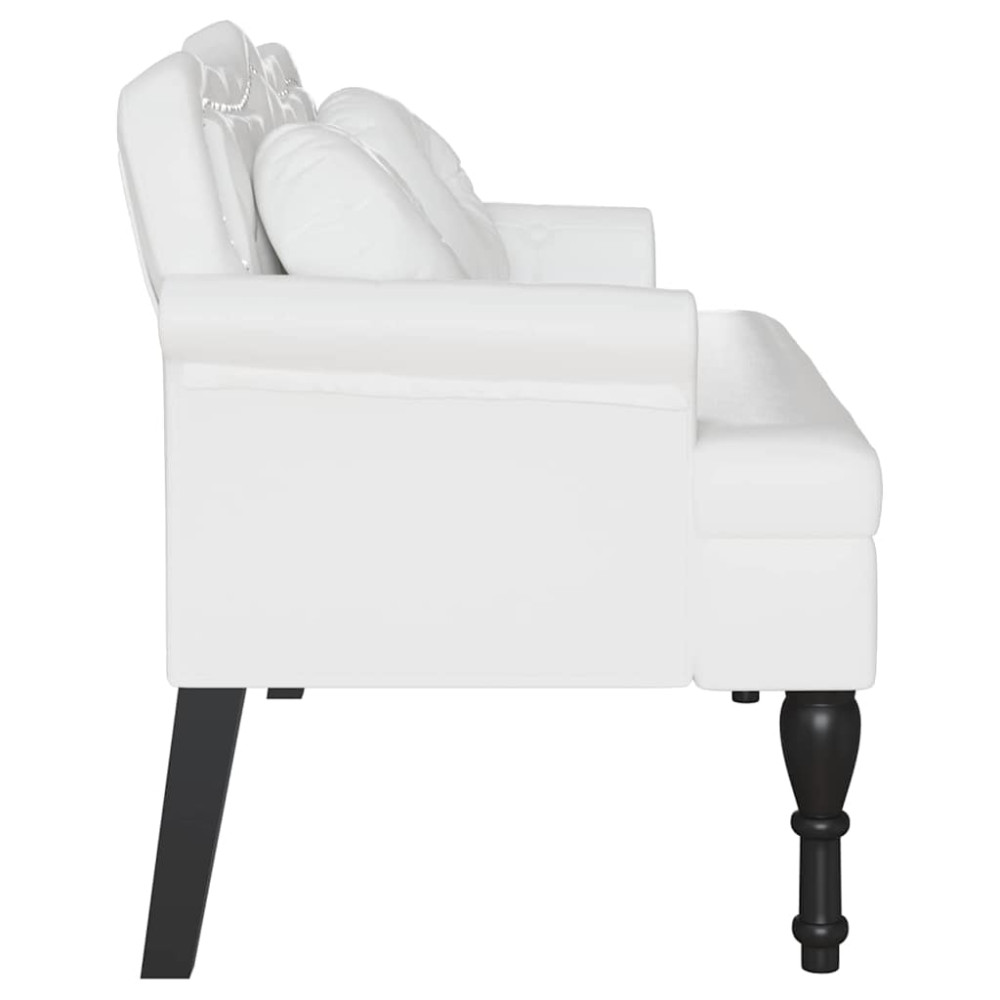 Produktbild för Chesterfield Bänk med kudde Vit 120,5 x 65 x 75 cm Konstläder