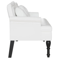 Produktbild för Chesterfield Bänk med kudde Vit 120,5 x 65 x 75 cm Konstläder