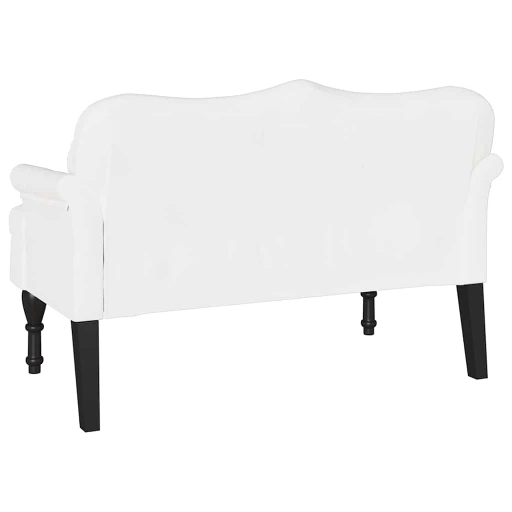 Produktbild för Chesterfield Bänk med kudde Vit 120,5 x 65 x 75 cm Konstläder